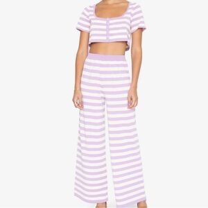 Callahan Knitwear Crop Wide Leg Lucia Set Dahlia Purple White Striped S